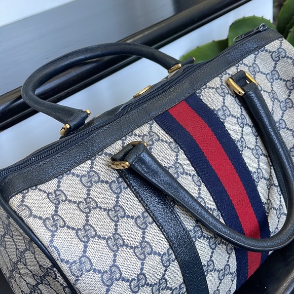 Gucci Vintage Monogram Boston Bag with Web Stripe - Picture 6 of 16